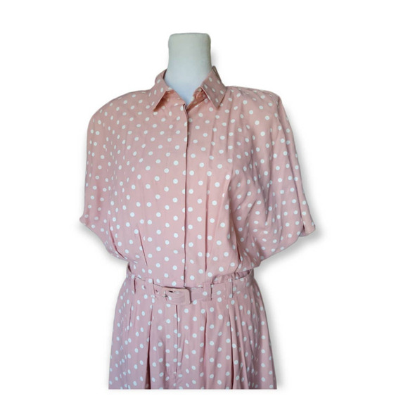 NEW Be Smart Vintage Belted Polka Dot Print Romper Size 11‎ 12 Pink White - Picture 2 of 11
